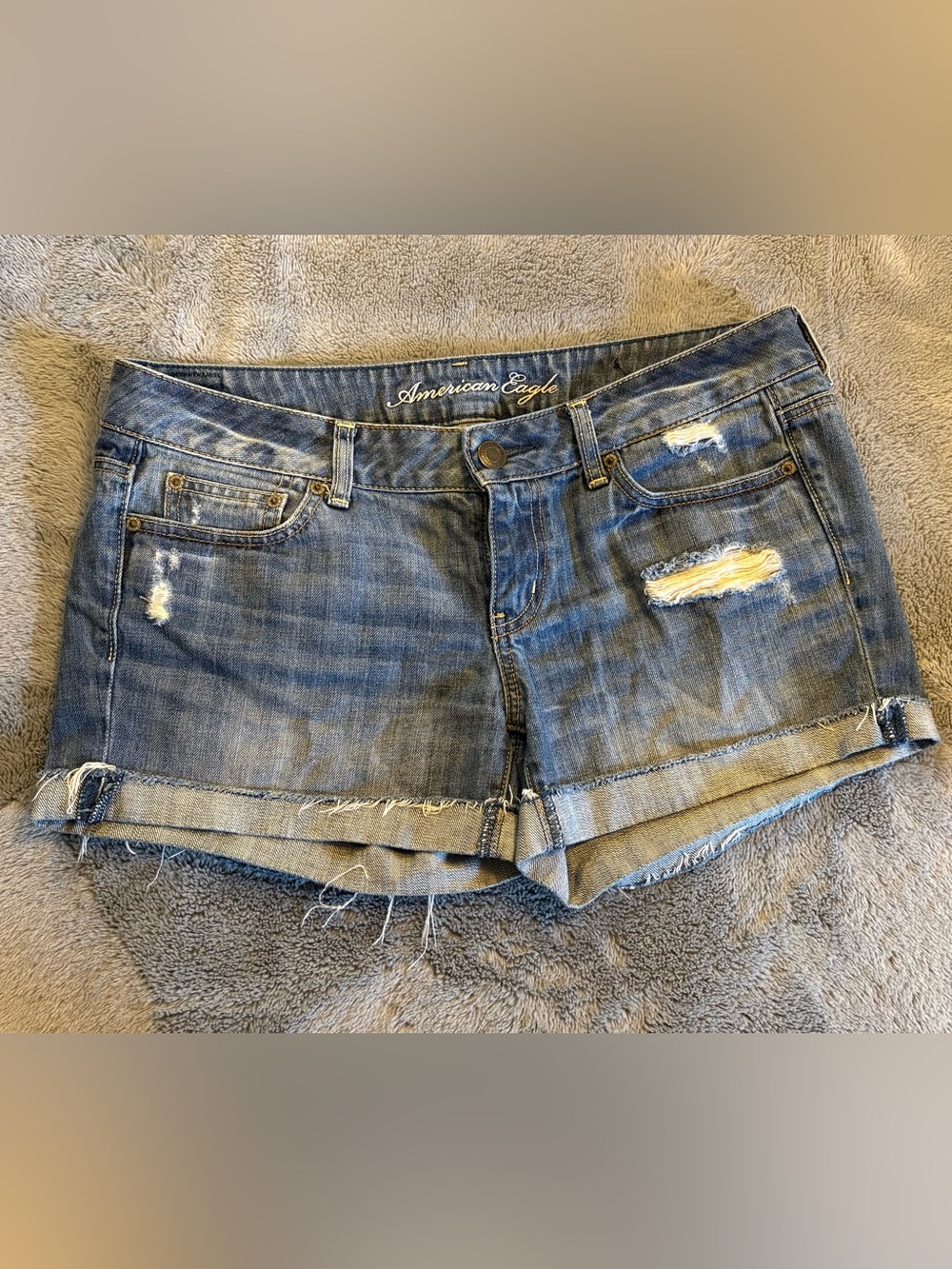 American Eagle Outfitters Distressed Blue Denim Cutoff Shorts